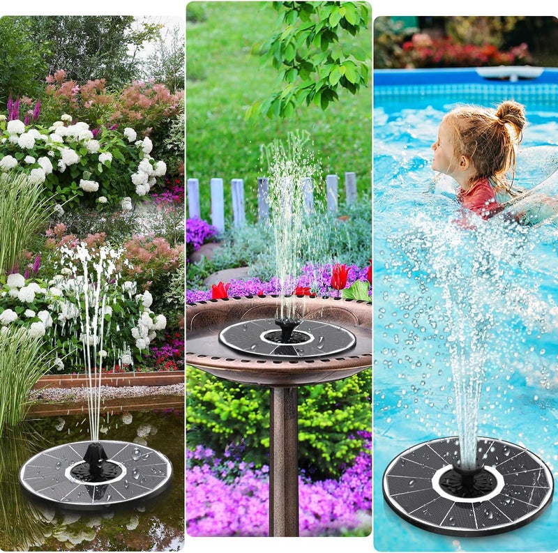 Yzert Solar Fountain with 2000 mAh Battery Backup Works in Cloudy, Glass Solar Powered Bird Bath Fountains with 7 Nozzles, 3.5 W Solar Fountain Pump for Birdbath,Garden, Outdoor, Pond (White) - Image 5